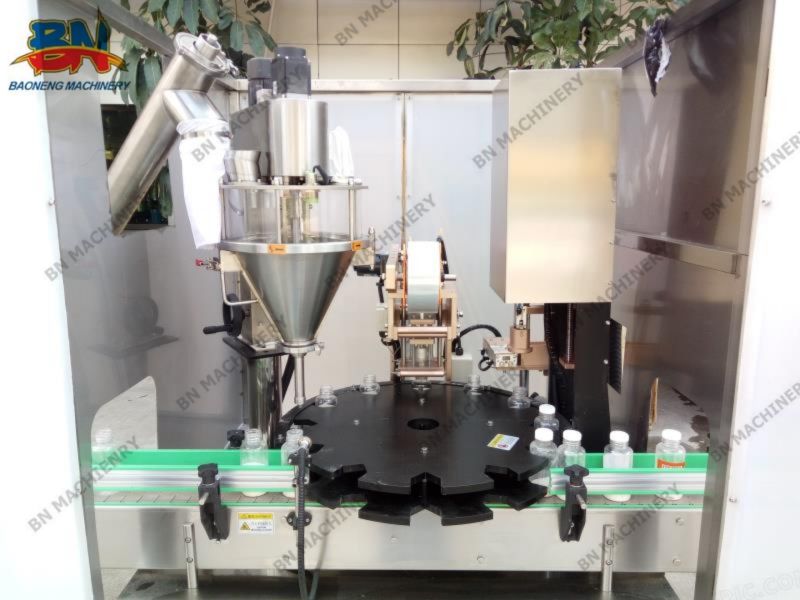 Powder Bottling Machine with Bottle Washing Filling Sealing Capping Labeling Line