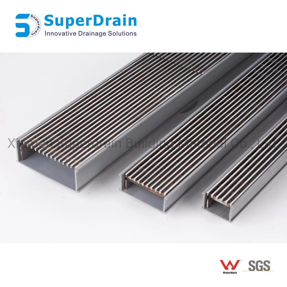 Anti-UV Stainless Steel Grate with Linear PVC Channel Floor Drain