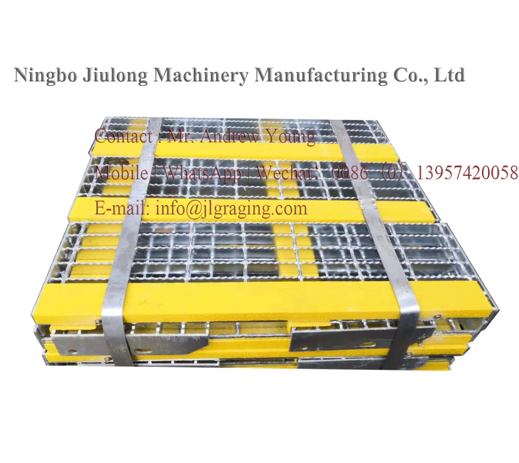 Jiulong Hot Dipped Galvanized Grating Stair Treads Staircase with Slip Resistant Nosing for Flooring Grating Walkway