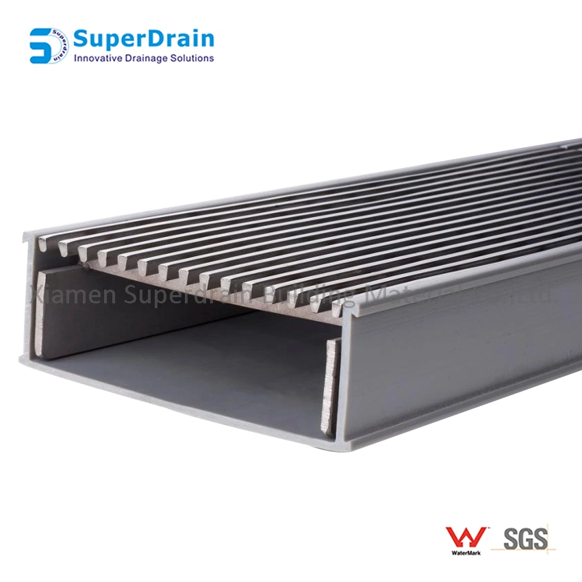 Anti-UV Stainless Steel Grate with Linear PVC Channel Floor Drain