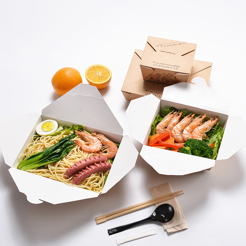 Disposable Takeaway Food Kraft Paper Container Fast Food Package Box