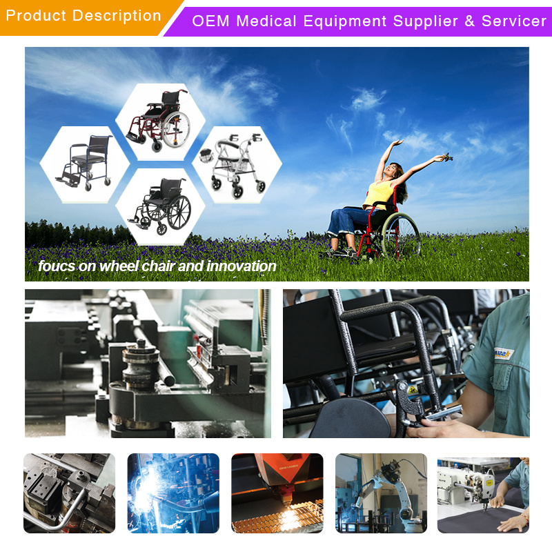 Hospital Home Lightweight Steel Portable Folding Handbrake Manual Wheelchair