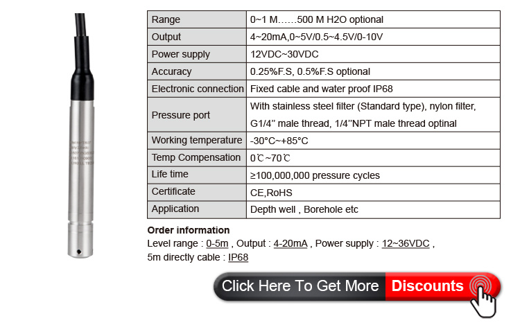 Holykell China Factory OEM Depth Measuring Instrument Water Level Sensor