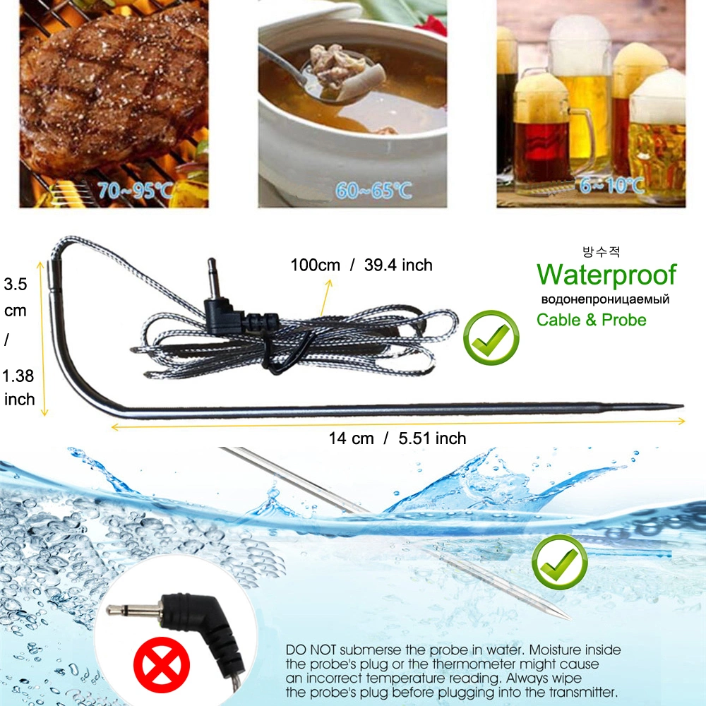 Manufacturer Wireless Kitchen Food Thermometer with Dual Probe and Timer Temperature Alarm