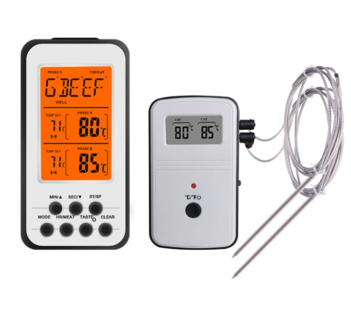 Manufacturer Wireless Kitchen Food Thermometer with Dual Probe and Timer Temperature Alarm