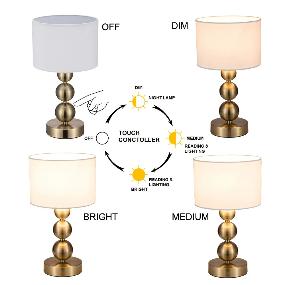 Jlt-T002 Portable Touch Table Lamps Bedside Lamps for Bedrooms with Touch Sensor Dimmable